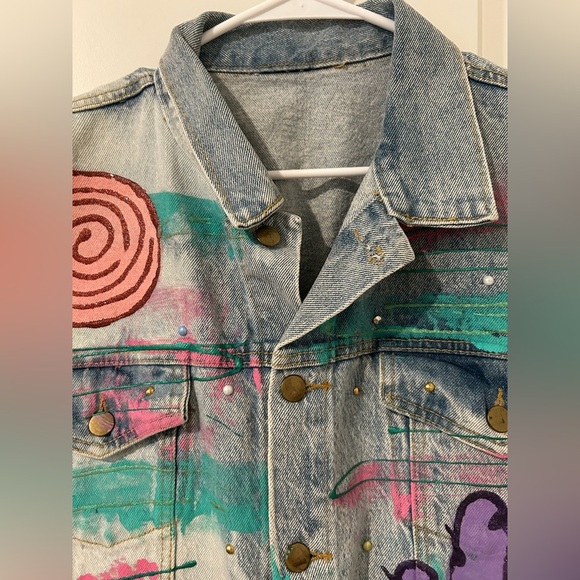 Vintage Painted Denim Vest - Picture 6 of 14